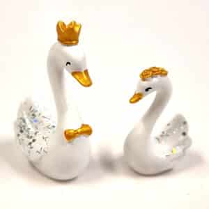2 mini sujet cygne blanc et or