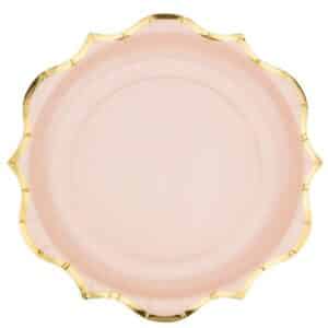 8 ASSIETTES ROSE POUDRE LISERE OR 23CM