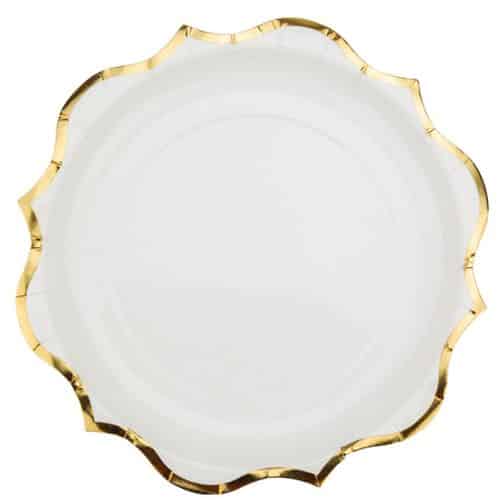 8 ASSIETTES BLANC LISERE OR 23CM
