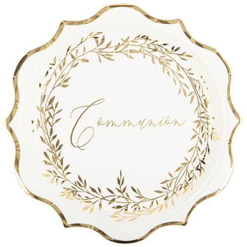 Assiettes communion blanc et or