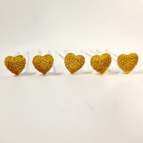 5 Accessoires cheveux coeur strass or – Image 1