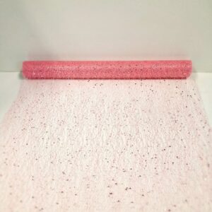 Chemin de table rose clair pailleté 48cm x 5mt