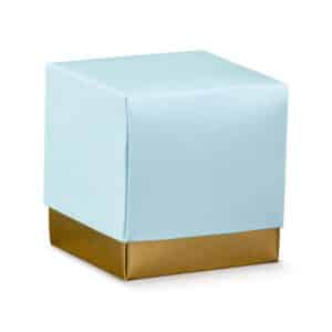Boite cube bleu et or
