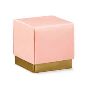Boite cube rose et or