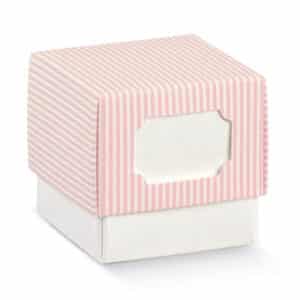 Boite cube rayure rose