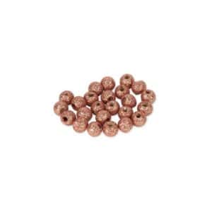 24 Perles en bois paillettes rose gold diam 0.8CM