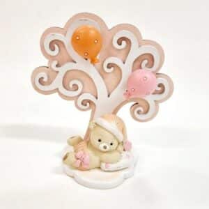 Ours rose et arbre à ballons aimantés  h10.5cm