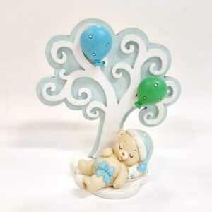 Ours bleu et arbre à ballons aimantés h10.5cm