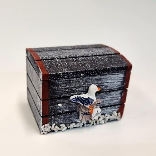Coffre bois et mouette 7.5x5.5x5.5cm – Image 1