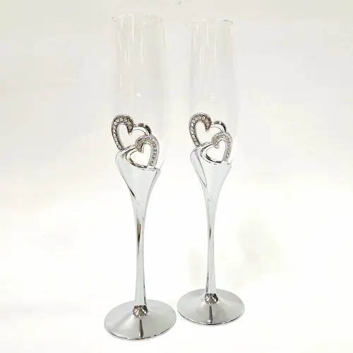 Coupes de champagne argent et strass